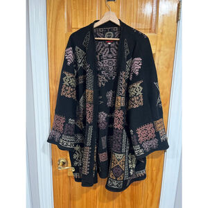 Johnny Was Fenella Womens Heavily Embroidered Open Front Kimono Size XL